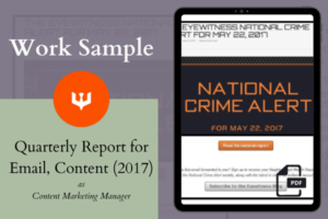 Ashley Stryker Portfolio | Quarterly Report at Eyewitness Surveillance