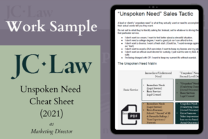 Ashley Stryker Portfolio | Unspoken Need Sales Training at James Crawford Law