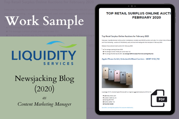 Ashley Stryker Portfolio | Newsjacking Blog at Liquidity Services