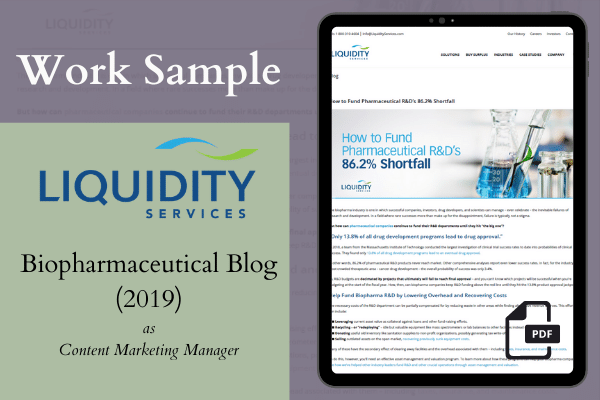 Ashley Stryker Portfolio | Biopharmaceutical Blog at Liquidity Services