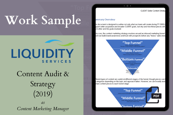 Ashley Stryker Portfolio | Content Audit and Strategy at Liquidity Services