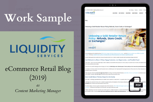 Ashley Stryker Portfolio | eCommerce Retail Blog at Liquidity Services